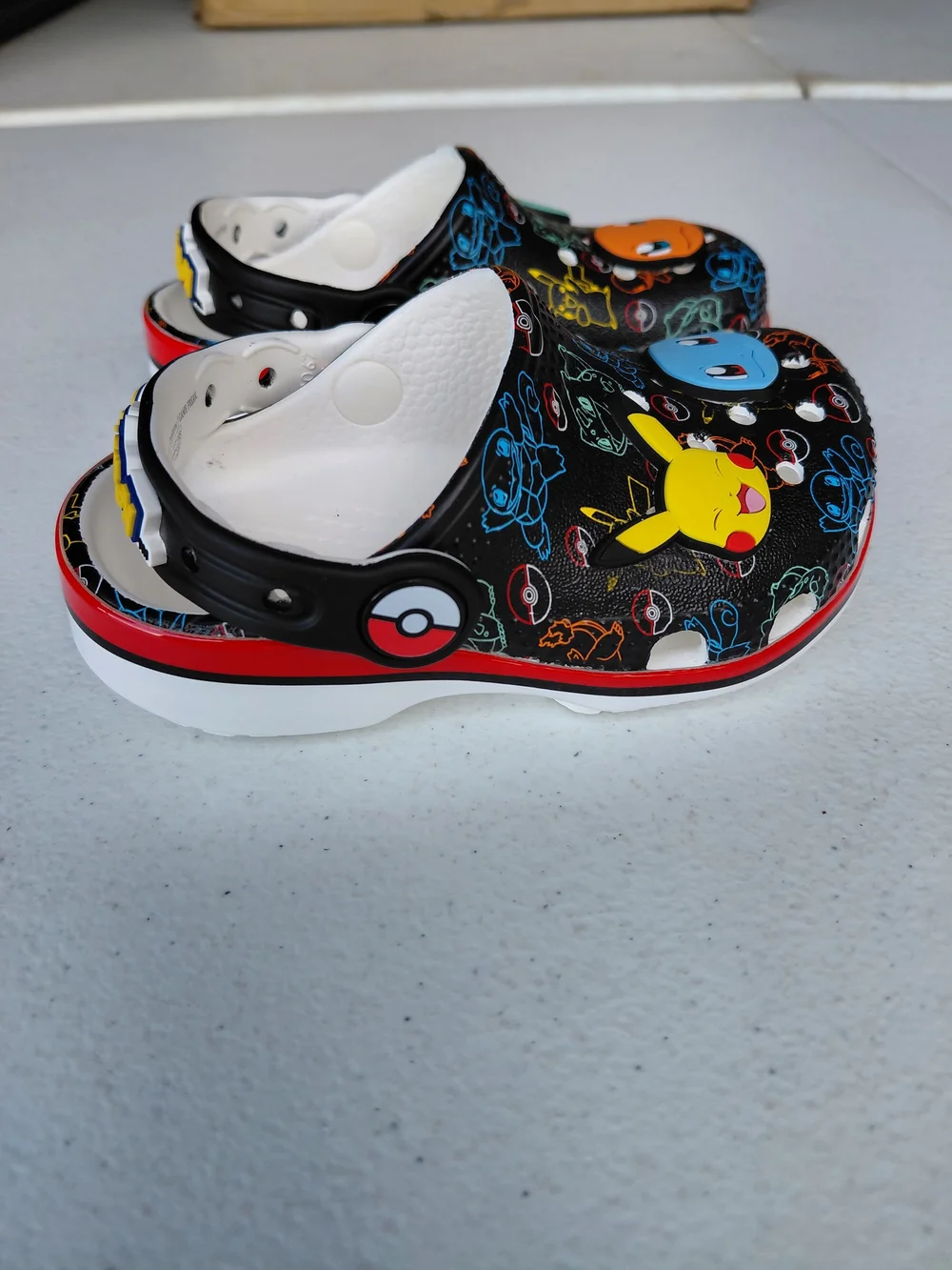 CROCS Kids Pokémon Character Black Clog Sandals with Red Trim